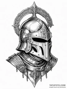 Tattoo design a detailed medieval helmet with... - эскиз тату (№1751089628_0, 28.06.2025 05:47) — Tatufoto.com