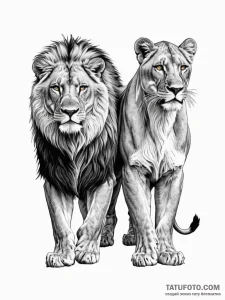 Tattoo sketch a powerful image of a lion and... - эскиз тату (№1751090482_0, 28.06.2025 06:01) — Tatufoto.com