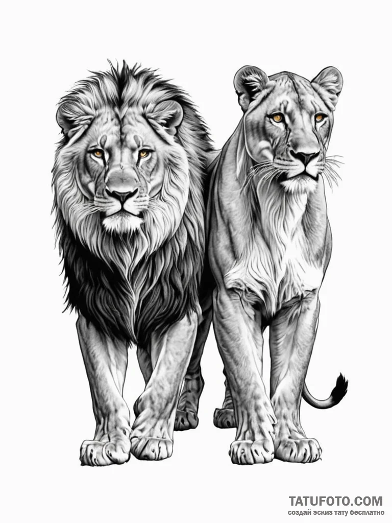 Tattoo sketch a powerful image of a lion and... - эскиз тату (№1751090482_0, 28.06.2025 06:01) — Tatufoto.com