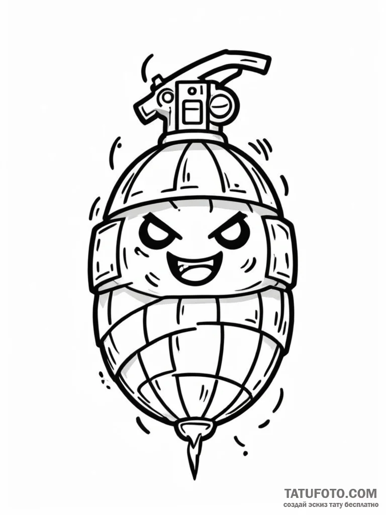 Tattoo design a small, stylized grenade with... - эскиз тату (№1751090665_0, 28.06.2025 06:04) — Tatufoto.com