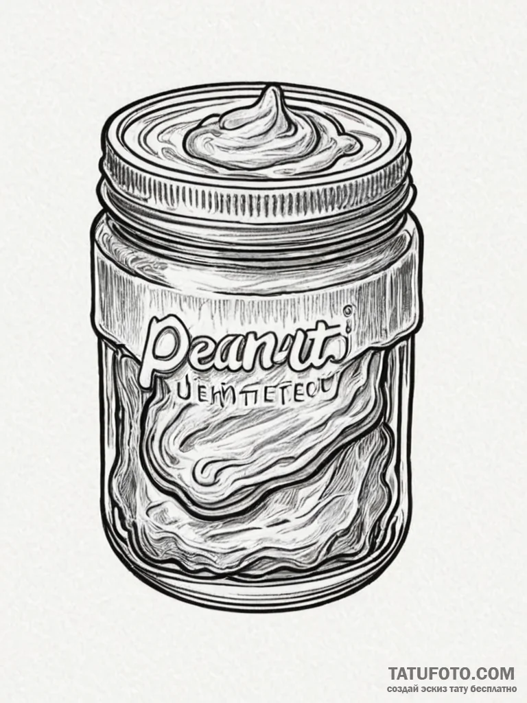 Tattoo sketch a classic "peanut butter" on on... - эскиз тату (№1751091327_0, 28.06.2025 06:15) — Tatufoto.com