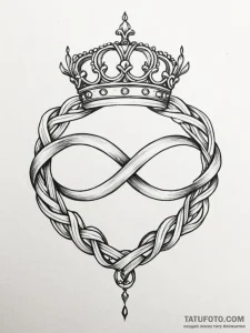 Tattoo design a crown intertwined with an inf... - эскиз тату (№1751091644_0, 28.06.2025 06:20) — Tatufoto.com