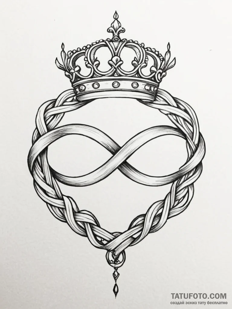 Tattoo design a crown intertwined with an inf... - эскиз тату (№1751091644_0, 28.06.2025 06:20) — Tatufoto.com