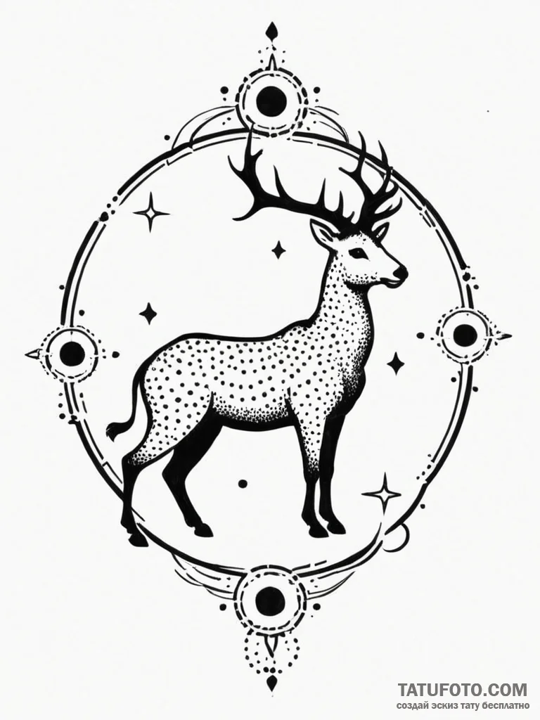 Tattoo sketch a zodiac animal's silhouette fi... - эскиз тату (№1751092384_0, 28.06.2025 06:33) — Tatufoto.com