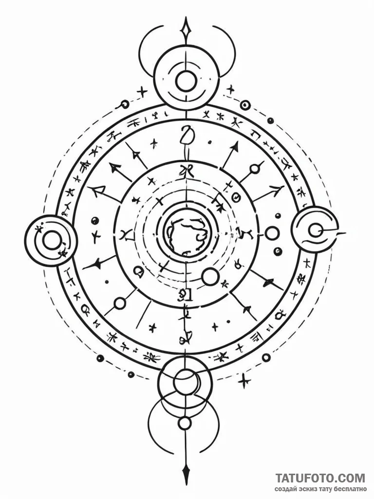 Tattoo sketch the zodiac glyph and its ruling... - эскиз тату (№1751092461_0, 28.06.2025 06:34) — Tatufoto.com