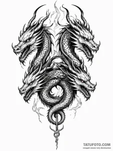 A powerful blackwork tattoo of the zmei goryn... - эскиз тату (№1751092543_0, 28.06.2025 06:35) — Tatufoto.com