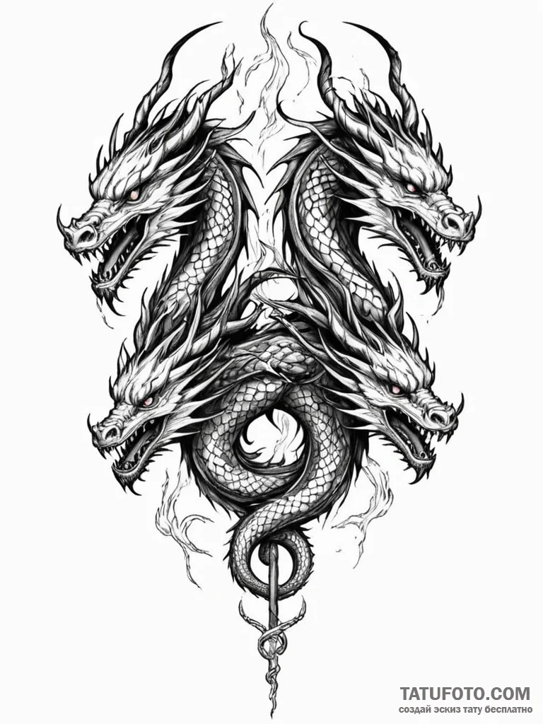 A powerful blackwork tattoo of the zmei goryn... - эскиз тату (№1751092543_0, 28.06.2025 06:35) — Tatufoto.com