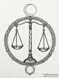 Tattoo sketch libra's scales where one pan ho... - эскиз тату (№1751092625_0, 28.06.2025 06:37) — Tatufoto.com