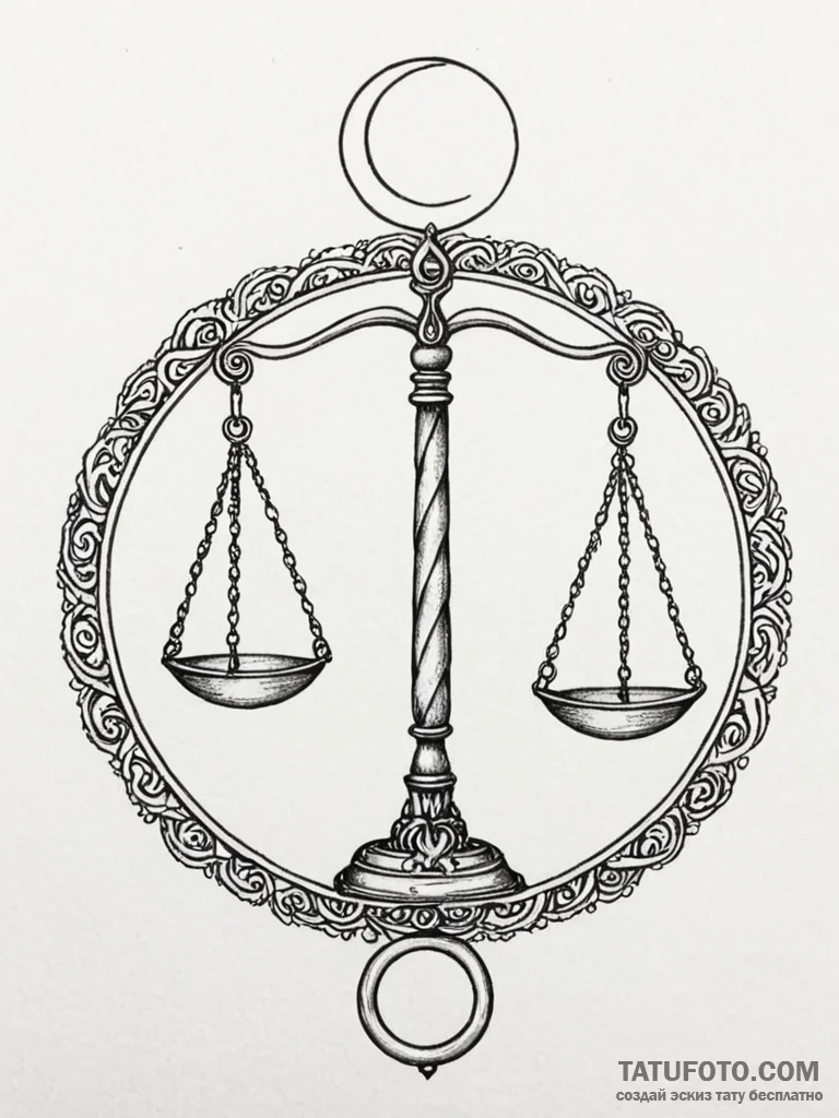 Tattoo sketch libra's scales where one pan ho... - эскиз тату (№1751092625_0, 28.06.2025 06:37) — Tatufoto.com