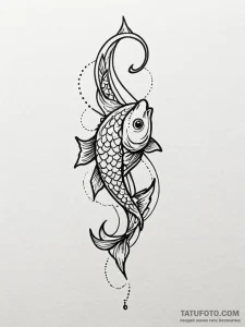 Tattoo design a minimalist fish hook and a fi... - эскиз тату (№1751093177_0, 28.06.2025 06:46) — Tatufoto.com