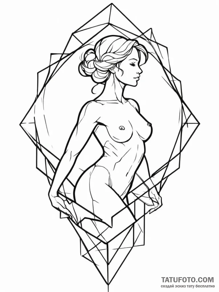Tattoo design a virgo maiden's silhouette bre... - эскиз тату (№1751093667_0, 28.06.2025 06:54) — Tatufoto.com