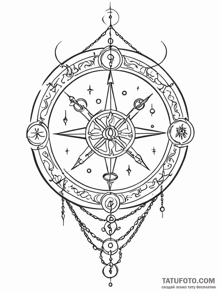 Tattoo sketch a zodiac glyph with a small, el... - эскиз тату (№1751094016_0, 28.06.2025 07:00) — Tatufoto.com
