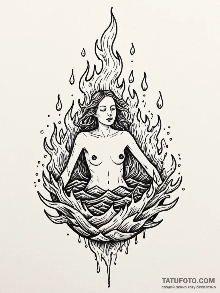Tattoo design: a depiction of the ritual burn... - эскиз тату (№1751094116_0, 28.06.2025 07:01) — Tatufoto.com