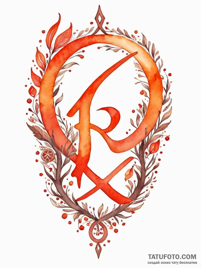 120. tattoo sketch: watercolor "oud" rune in... - эскиз тату (№1751094217_0, 28.06.2025 07:03) — Tatufoto.com