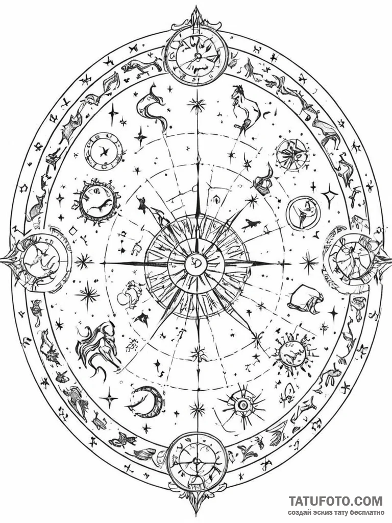 Tattoo sketch a zodiac constellation on an an... - эскиз тату (№1751094624_0, 28.06.2025 07:10) — Tatufoto.com