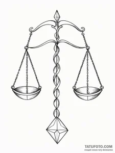 Tattoo sketch libra's scales depicted as a pe... - эскиз тату (№1751096151_0, 28.06.2025 07:35) — Tatufoto.com