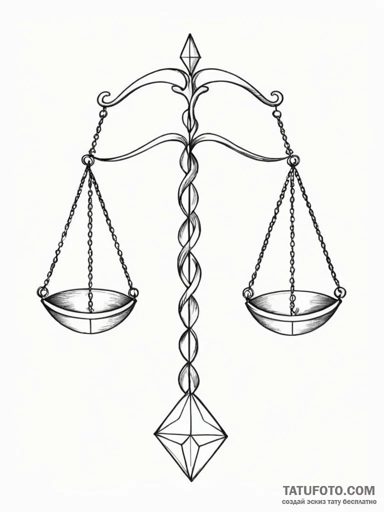 Tattoo sketch libra's scales depicted as a pe... - эскиз тату (№1751096151_0, 28.06.2025 07:35) — Tatufoto.com