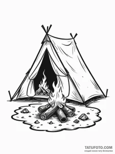 Tattoo sketch a stylized campfire on one, a t... - эскиз тату (№1751096239_0, 28.06.2025 07:37) — Tatufoto.com