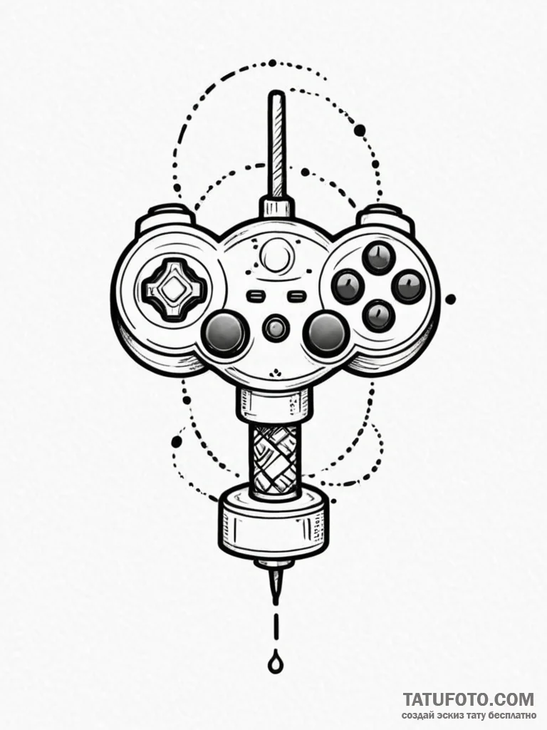 Tattoo design a tiny stylized joystick dotwor... - эскиз тату (№1751096622_0, 28.06.2025 07:43) — Tatufoto.com