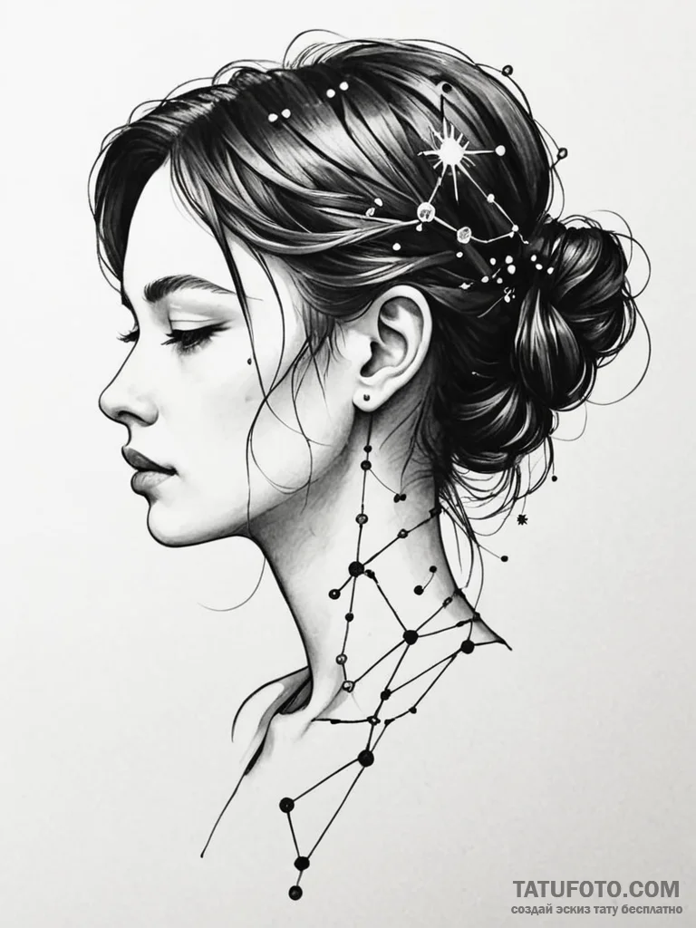 Tattoo sketch a delicate constellation on the... - эскиз тату (№1751097681_0, 28.06.2025 08:01) — Tatufoto.com