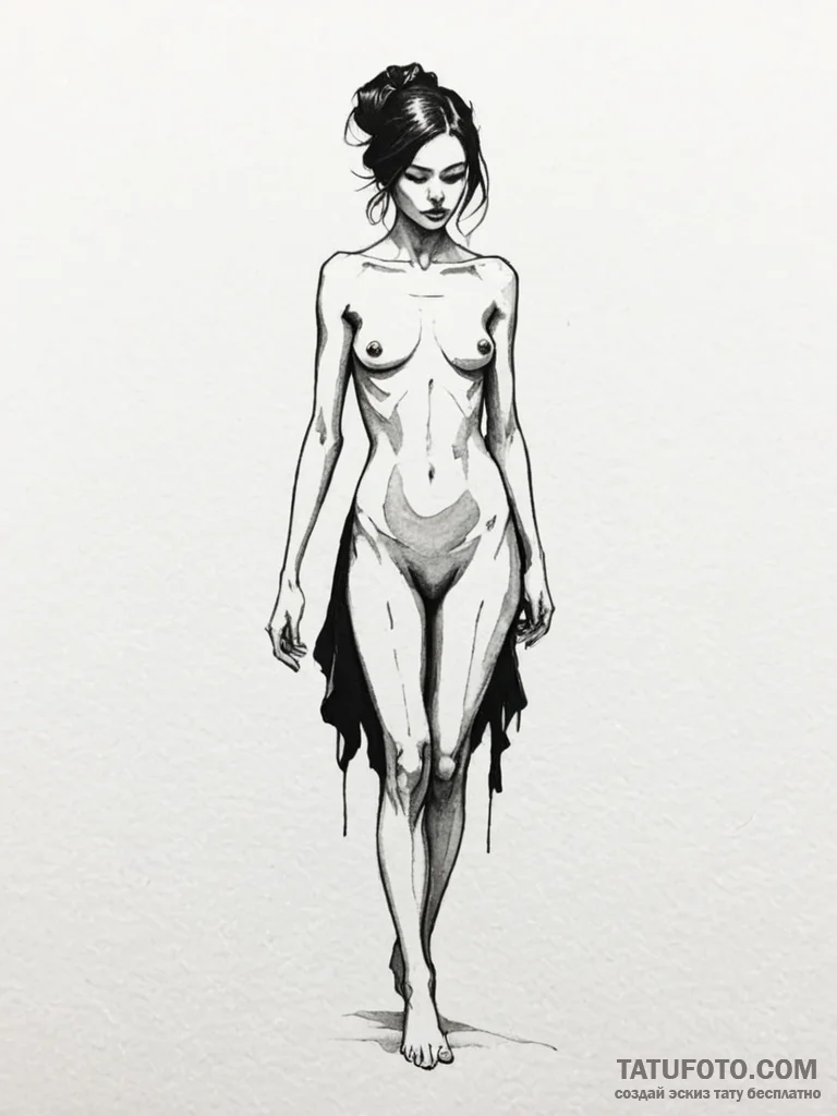 Tattoo sketch a single, dramatic shadow cast... - эскиз тату (№1751097763_0, 28.06.2025 08:02) — Tatufoto.com