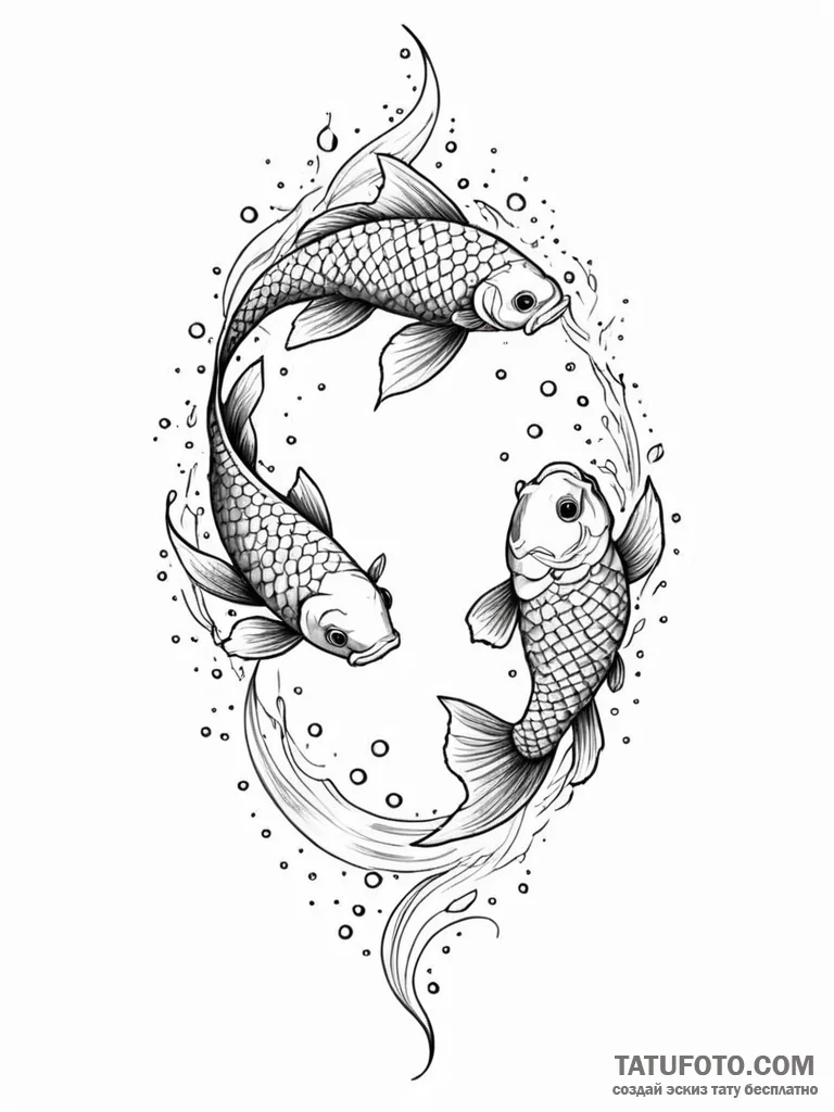 Tattoo design realistic pisces fish, scales s... - эскиз тату (№1751097955_0, 28.06.2025 08:05) — Tatufoto.com