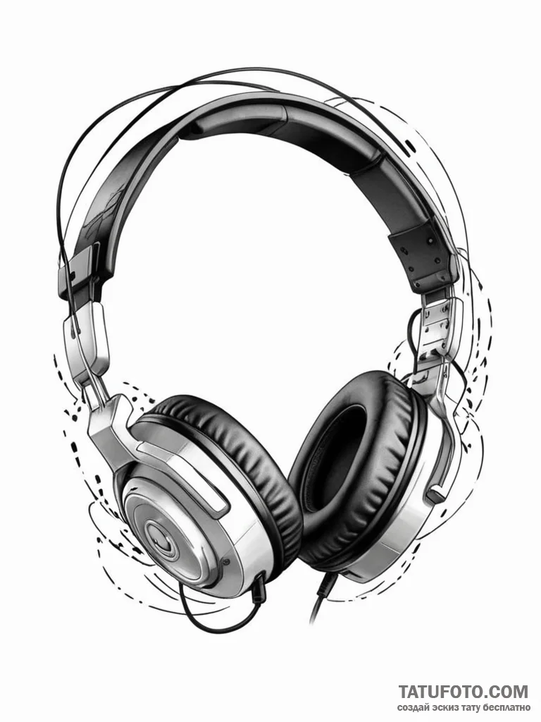 Tattoo design a gaming headset with wires sub... - эскиз тату (№1751098655_0, 28.06.2025 08:17) — Tatufoto.com