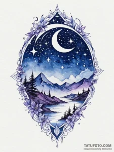Tattoo design: a watercolor lunitsa in shades... - эскиз тату (№1751098826_0, 28.06.2025 08:20) — Tatufoto.com