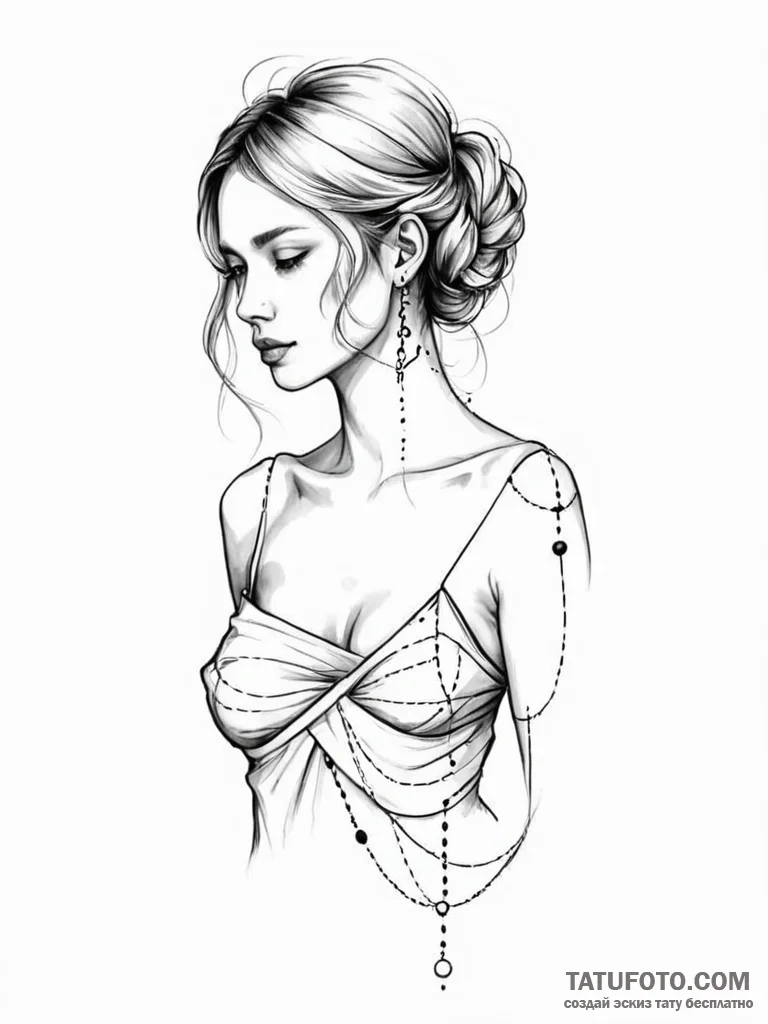 Tattoo sketch a delicate collarbone emphasize... - эскиз тату (№1751099152_0, 28.06.2025 08:25) — Tatufoto.com