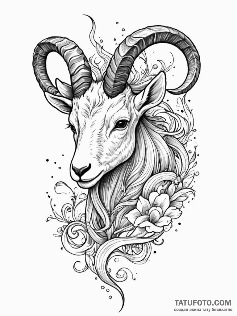 Tattoo design a capricorn goat-fish, half rea... - эскиз тату (№1751099926_0, 28.06.2025 08:38) — Tatufoto.com