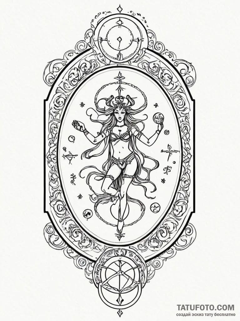 Tattoo sketch the zodiac glyph with a single,... - эскиз тату (№1751100580_0, 28.06.2025 08:49) — Tatufoto.com