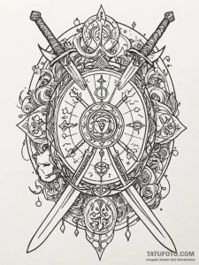 Tattoo sketch a zodiac glyph with subtle taro... - эскиз тату (№1751100725_0, 28.06.2025 08:52) — Tatufoto.com