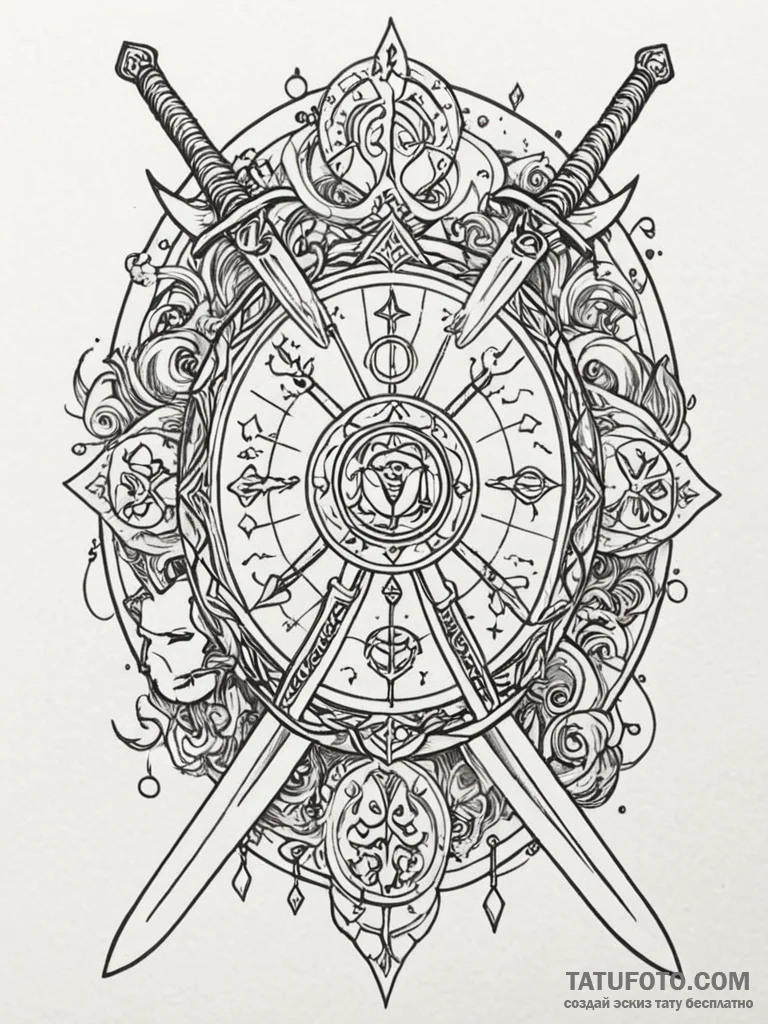Tattoo sketch a zodiac glyph with subtle taro... - эскиз тату (№1751100725_0, 28.06.2025 08:52) — Tatufoto.com