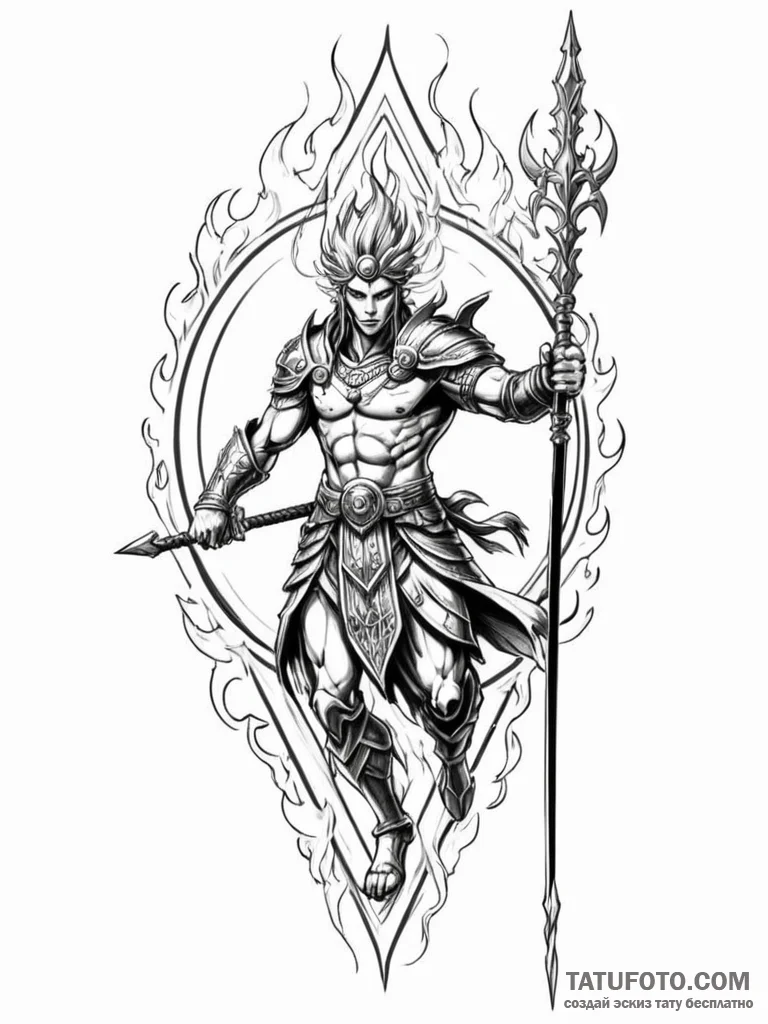 Tattoo design: a dynamic depiction of dazhbog... - эскиз тату (№1751101072_0, 28.06.2025 08:57) — Tatufoto.com