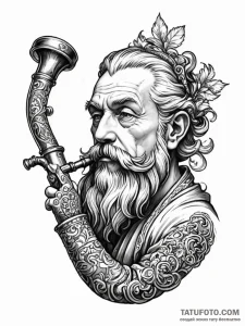 Tattoo sketch a weighty, ornate pipe, for con... - эскиз тату (№1751101254_0, 28.06.2025 09:00) — Tatufoto.com