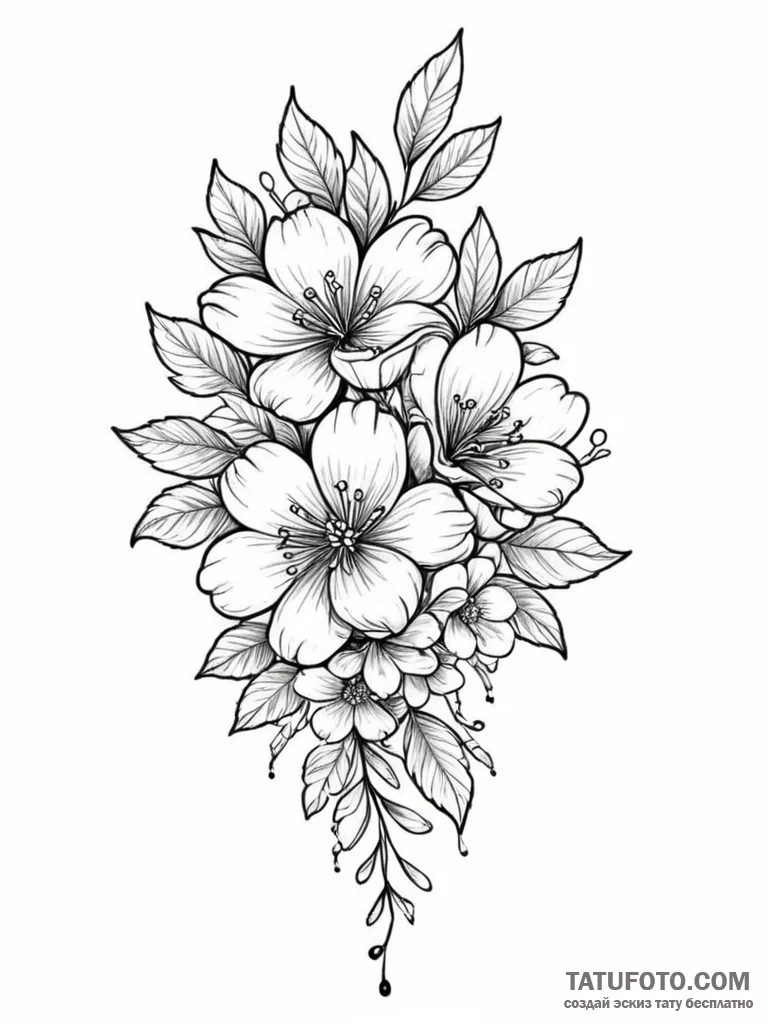 Tattoo sketch a word with subtle floral accen... - эскиз тату (№1751101477_0, 28.06.2025 09:04) — Tatufoto.com