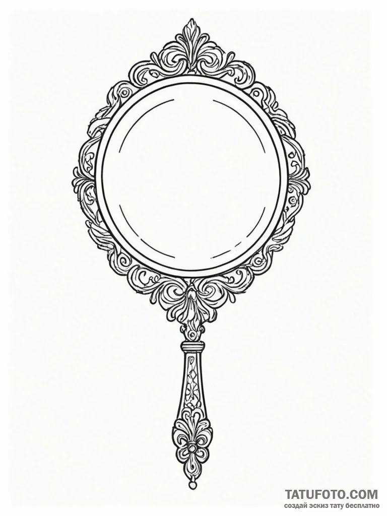Tattoo sketch a delicate hand mirror reflecti... - эскиз тату (№1751101697_0, 28.06.2025 09:08) — Tatufoto.com