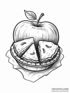 Tattoo sketch 'apple' on one, 'pie' on the ot... - эскиз тату (№1751102068_0, 28.06.2025 09:14) — Tatufoto.com