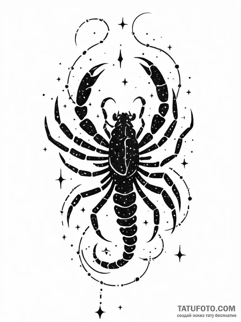 Tattoo design a scorpio constellation, with s... - эскиз тату (№1751102377_0, 28.06.2025 09:19) — Tatufoto.com