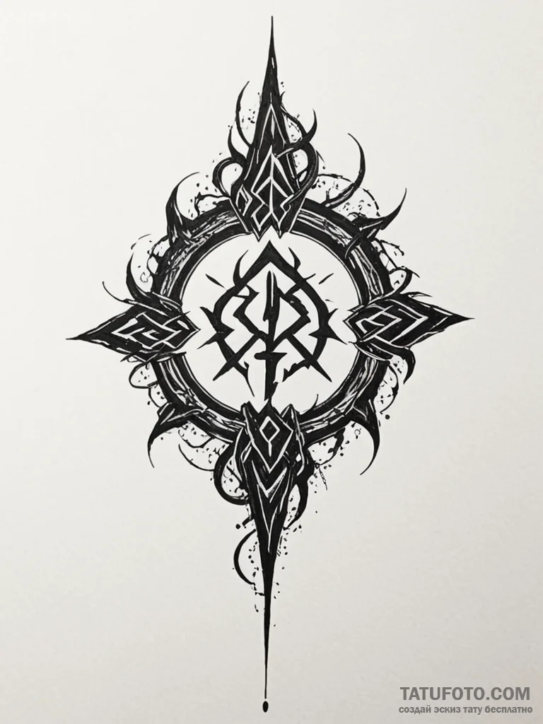 руна чернобог (darkness, chaos, shadow, destr... - эскиз тату (№1751102456_0, 28.06.2025 09:20) — Tatufoto.com