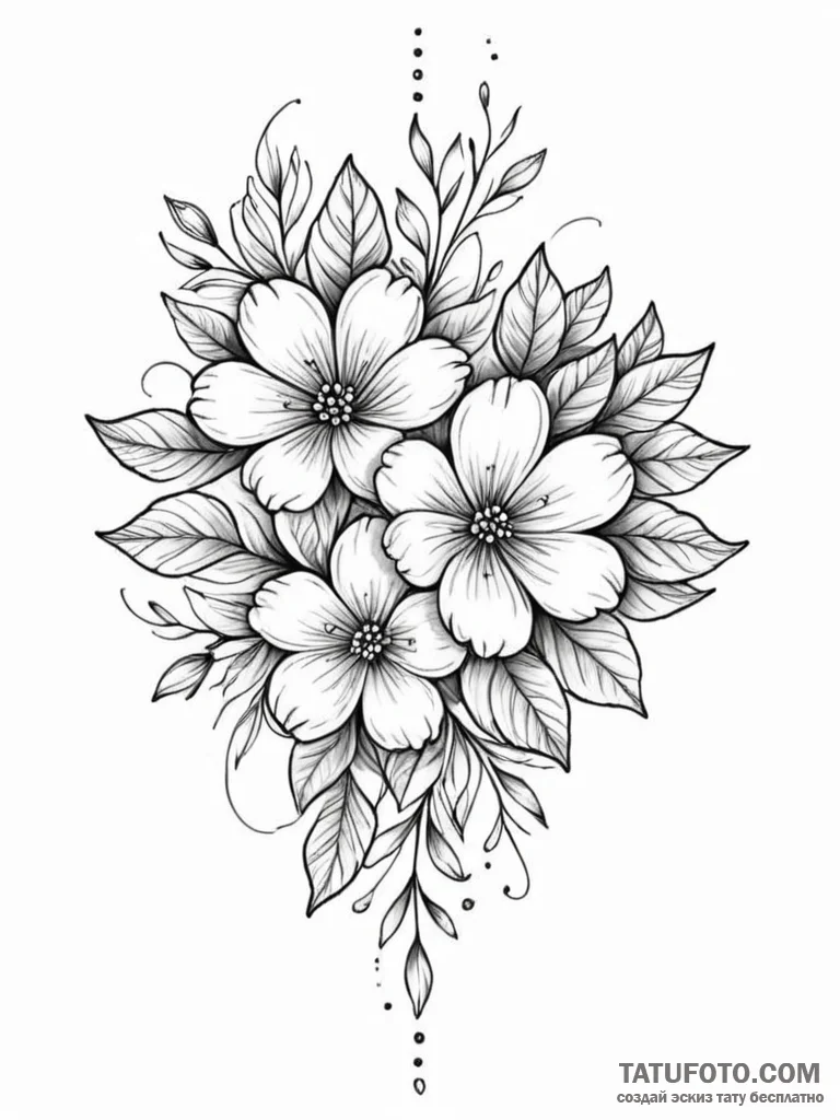 Tattoo design a floral design with a subtle,... - эскиз тату (№1751102693_0, 28.06.2025 09:24) — Tatufoto.com