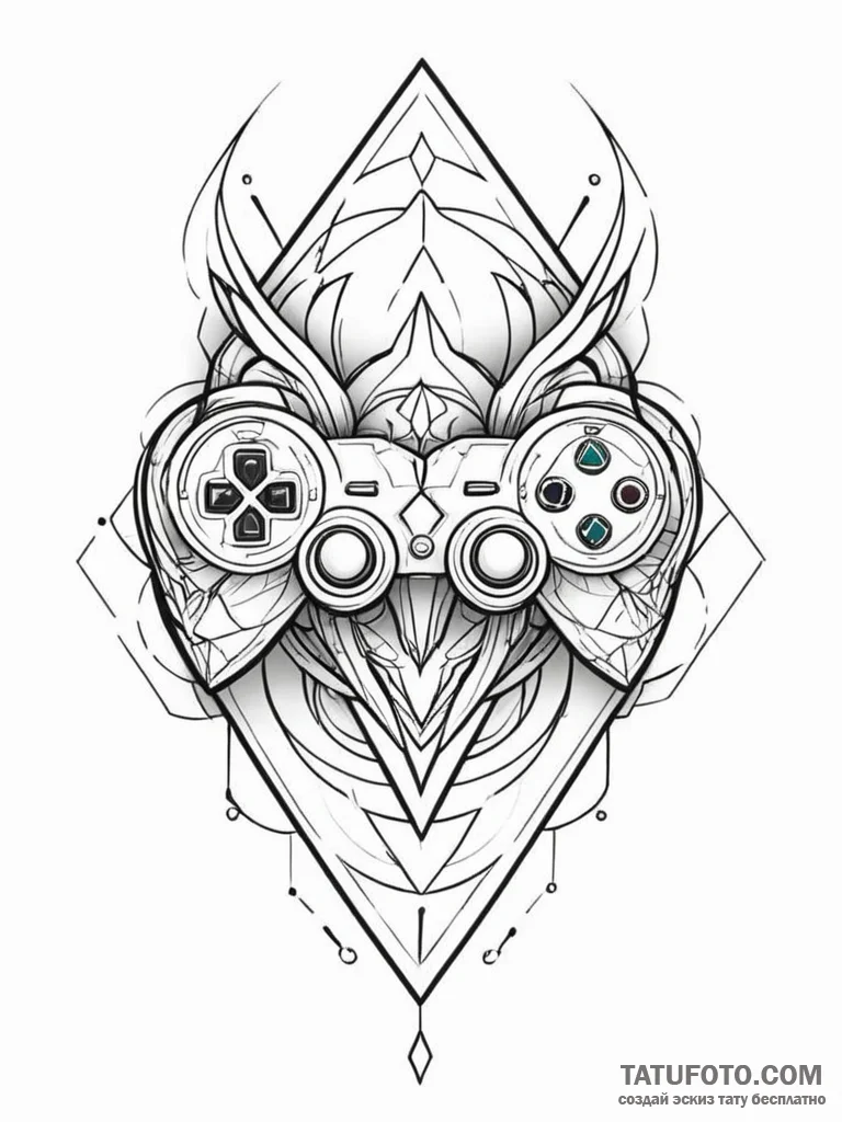 Tattoo design an abstract pattern of gaming u... - эскиз тату (№1751103182_0, 28.06.2025 09:33) — Tatufoto.com