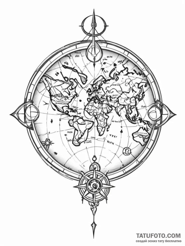 Tattoo design a detailed map overlay with a g... - эскиз тату (№1751103261_0, 28.06.2025 09:34) — Tatufoto.com