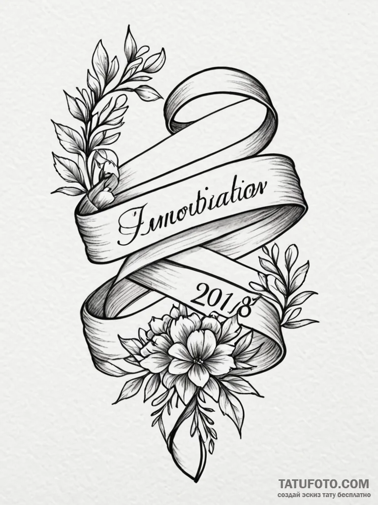 Tattoo sketch a flowing ribbon with important... - эскиз тату (№1751103737_0, 28.06.2025 09:42) — Tatufoto.com
