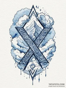 92. tattoo design: a "vetar" rune blending in... - эскиз тату (№1751103827_0, 28.06.2025 09:43) — Tatufoto.com