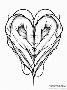 Tattoo design a heart made of two hands gentl... - эскиз тату (№1751105245_0, 28.06.2025 10:07) — Tatufoto.com