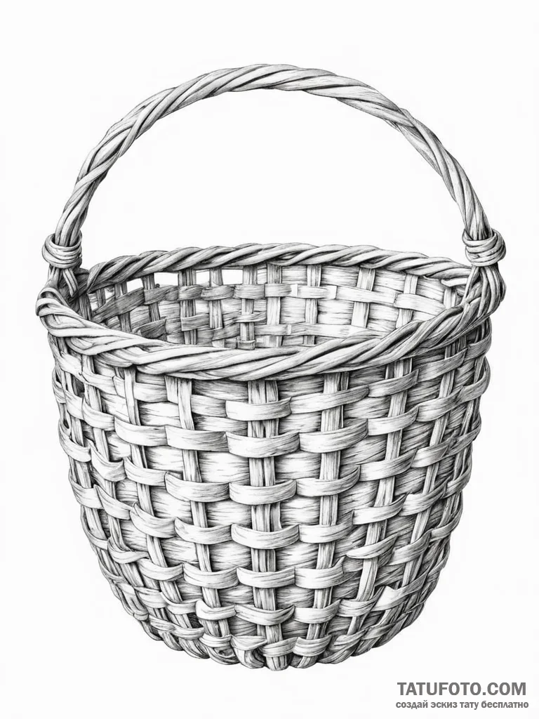 A close-up of a woven basket's texture. - эскиз тату (№1751105640_0, 28.06.2025 10:14) — Tatufoto.com