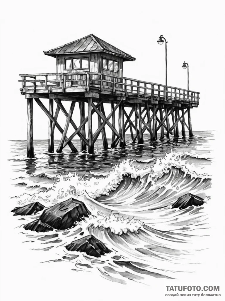 Tattoo design a powerful, sturdy pier extendi... - эскиз тату (№1751105894_0, 28.06.2025 10:18) — Tatufoto.com