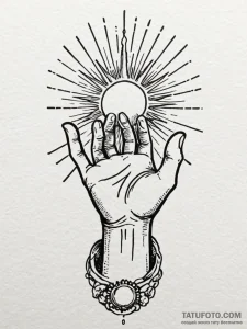 A tattoo design of the hand of god symbol, wi... - эскиз тату (№1751105976_0, 28.06.2025 10:19) — Tatufoto.com