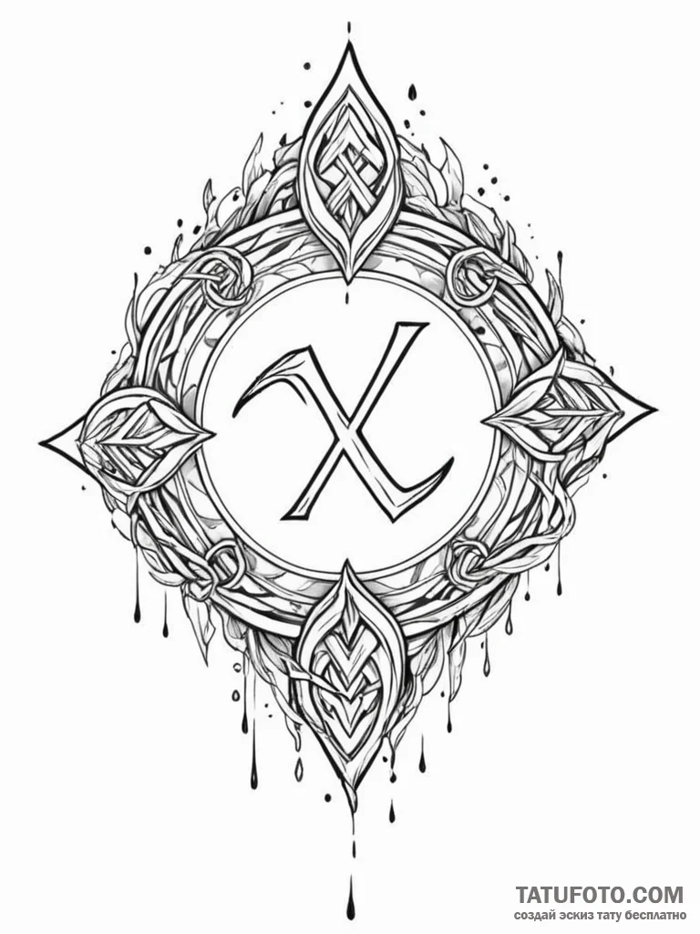 94. tattoo design: a minimalist "vetar" rune,... - эскиз тату (№1751106156_0, 28.06.2025 10:22) — Tatufoto.com